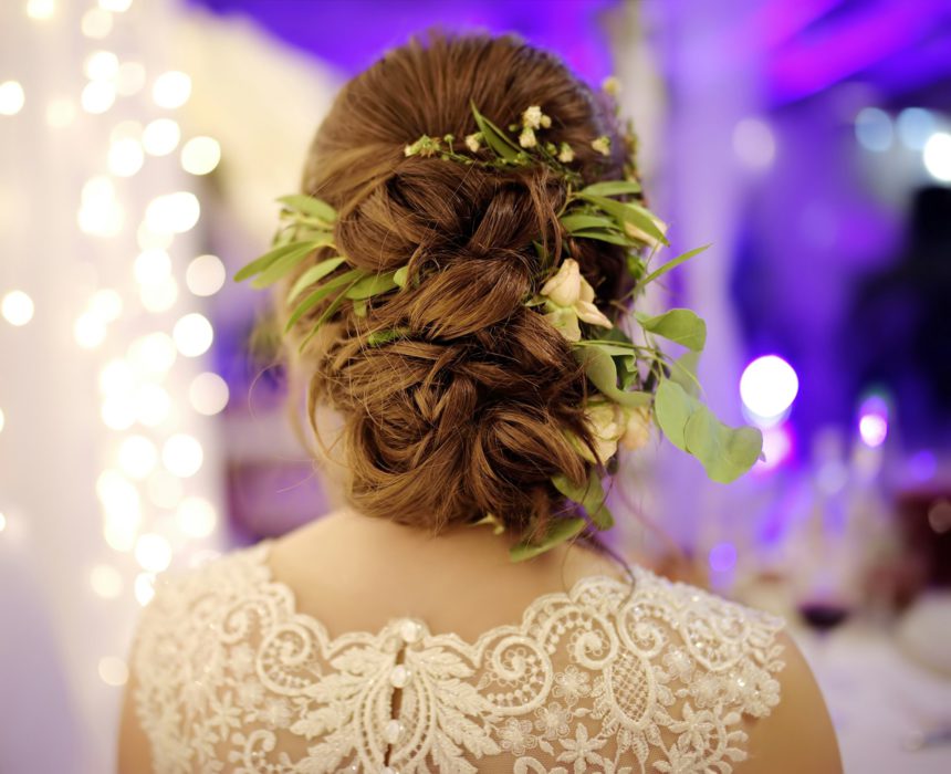 Beautiful wedding hairstyle with flowers