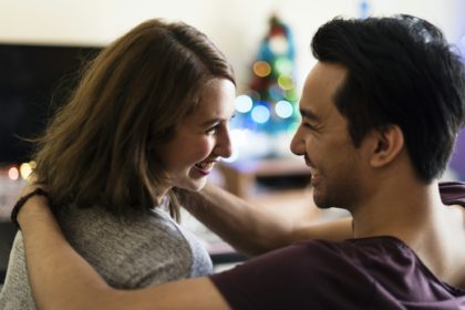 Sweet couple in the living room